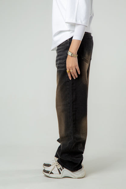 Dirty Dark Grey Wide Leg Jeans