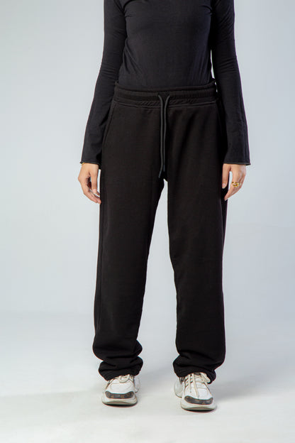 Black Wide Leg Sweat Pants