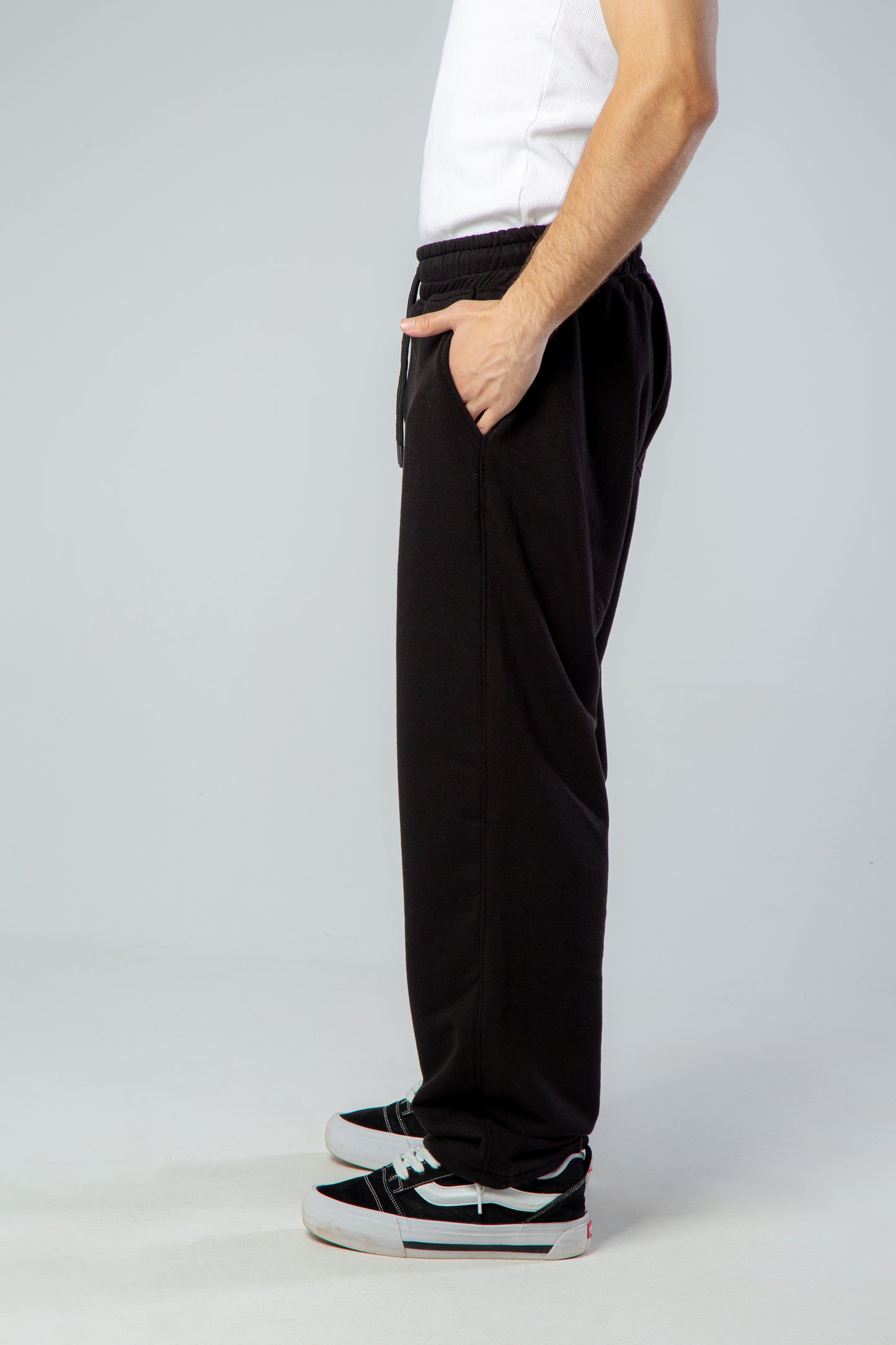 Black Wide Leg Sweat Pants